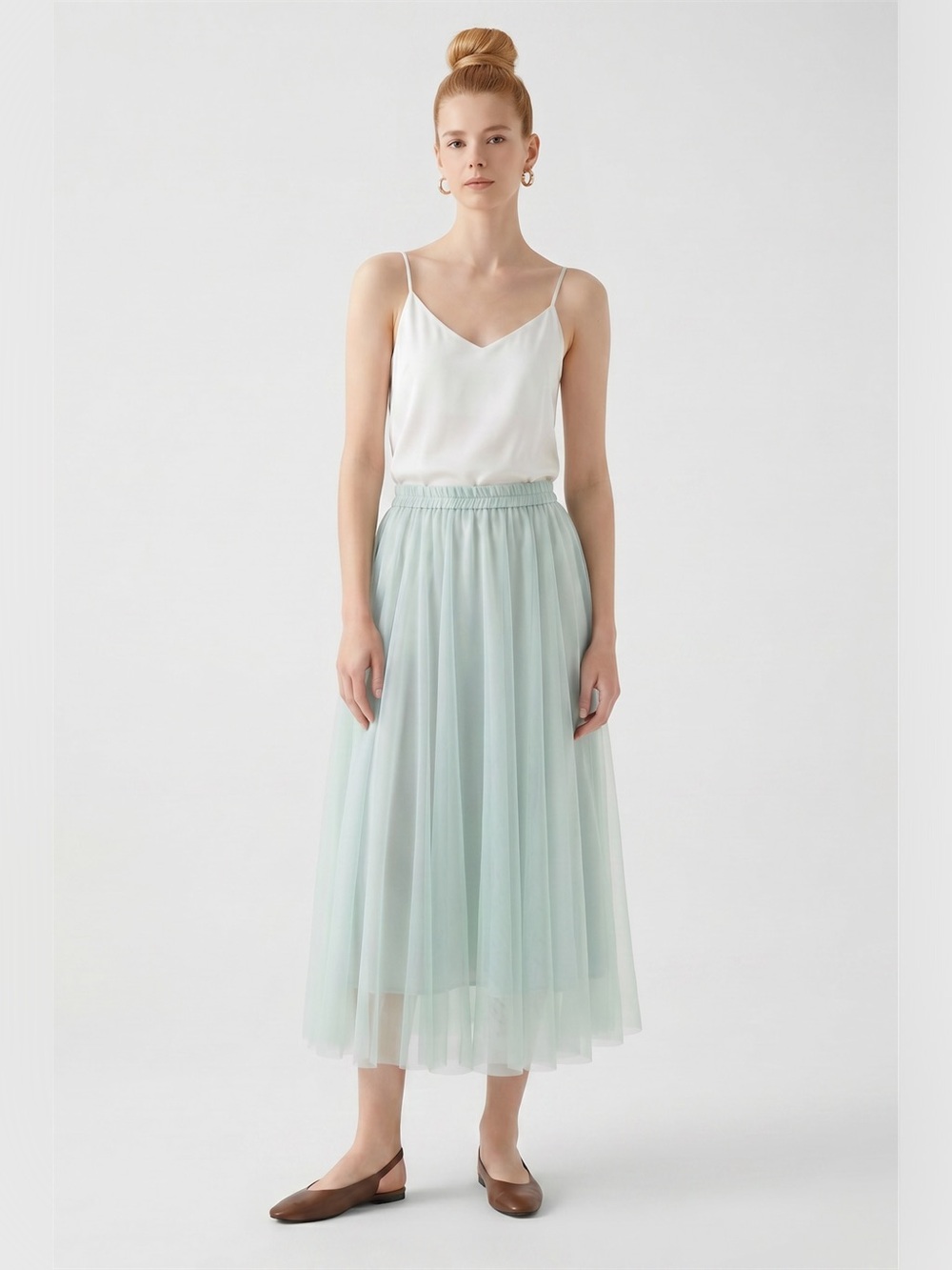 Vintage J.R Nites Balletcore Light Mint Chiffon Maxi Skirt. Sheer layers. Fairy